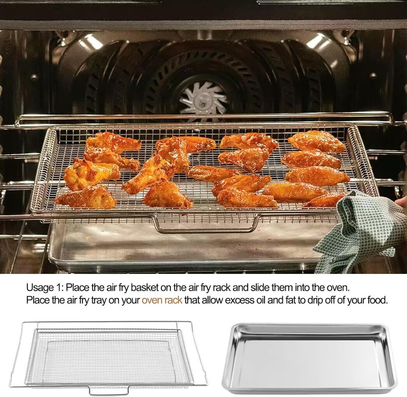 atgestore NX-AA5000RS Air Fryer Tray Replacement for Samsung Oven Parts 24.7 x 16.5 IN Air Fryer Basket DG75-01001C Stainless Steel Air Fryer Oven Rack NE63A6511SS Samsung Oven Accessories 1 Set - Image 5